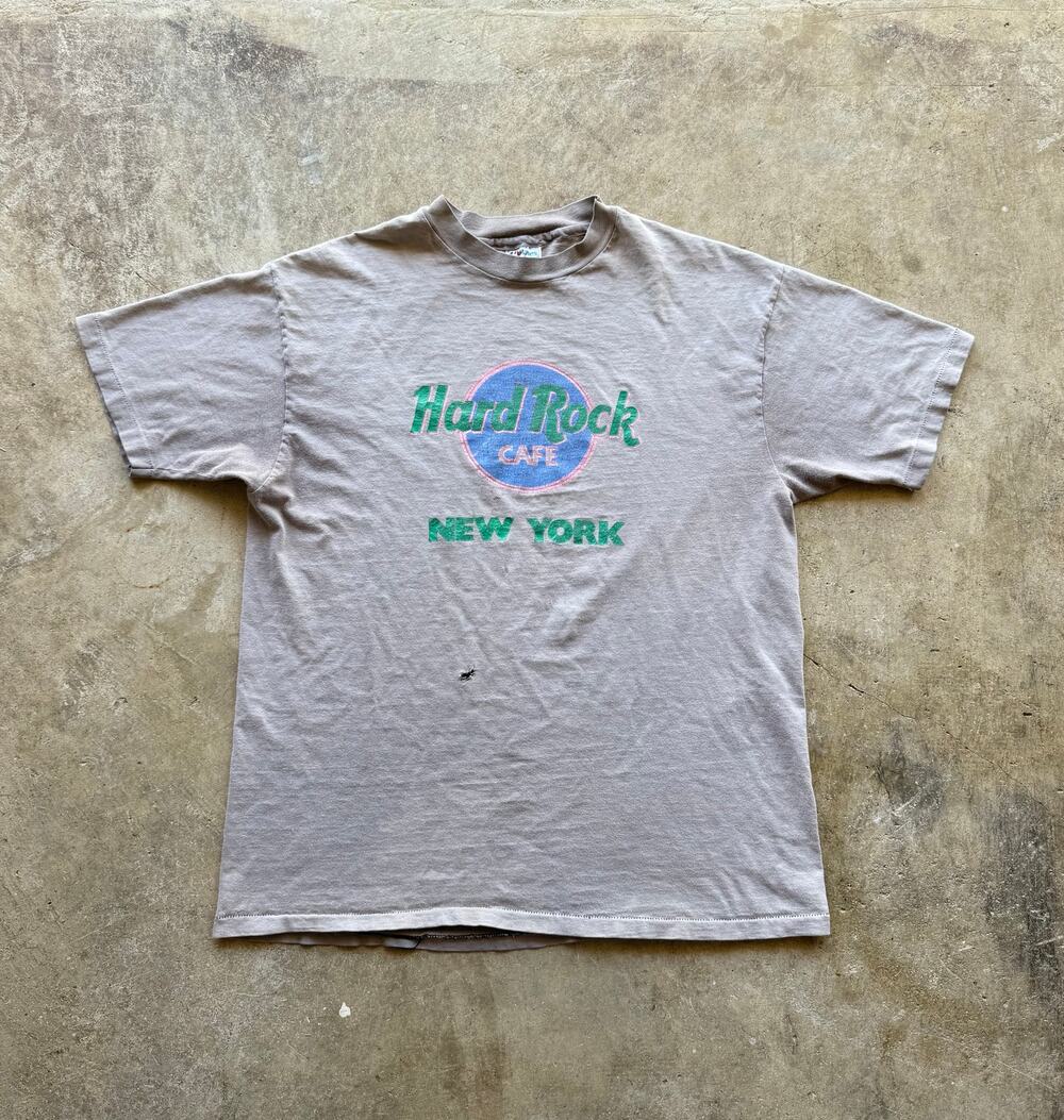 Vintage 1980s Hard Rock Cafe New York Souvenir Faded Black Tee Size Mens XL
